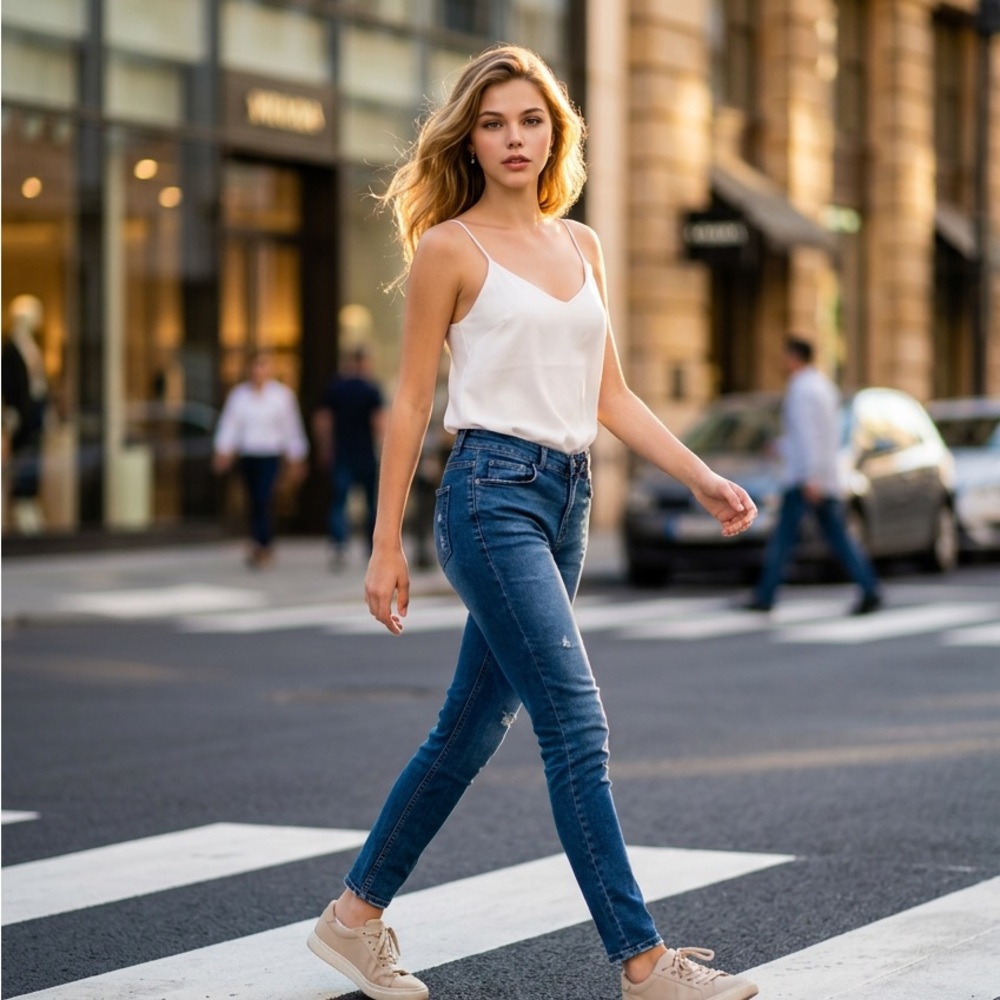 Pull&Bear Women's Skinny Jeans in Denim Blue Size 8
